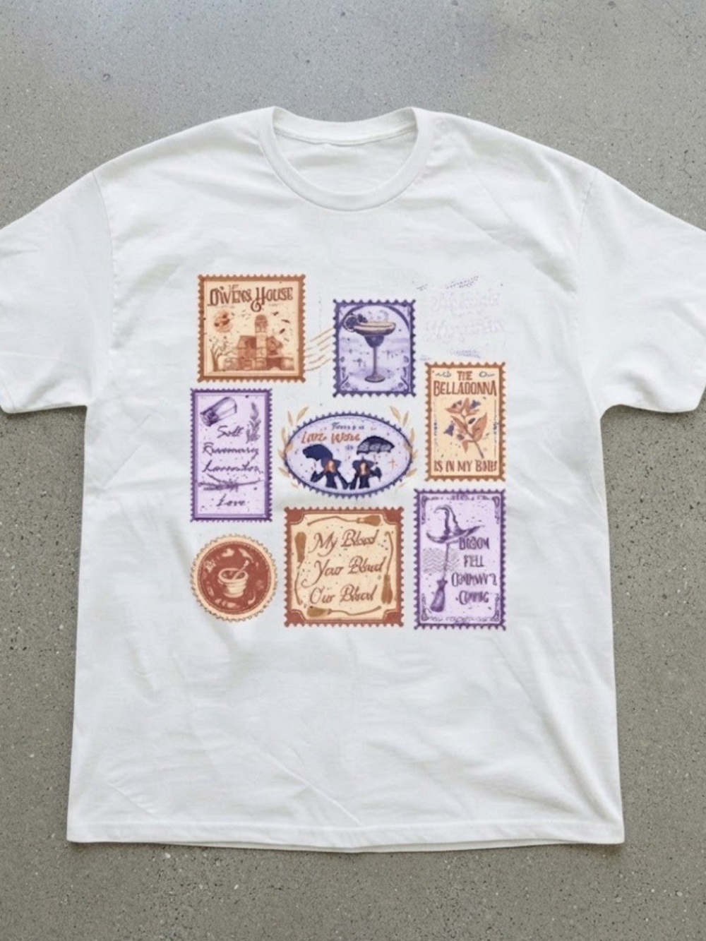 Magical Stamp Print T-Shirt White Top Gildan T-Shirt